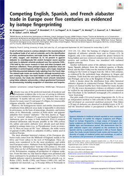 Competing English, Spanish, and French Alabaster Trade in Europe Over Five Centuries As Evidenced by Isotope Fingerprinting