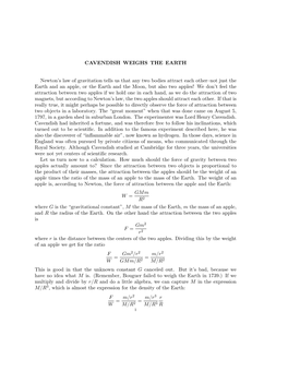 Cavendish Weighs the Earth, 1797