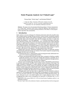 Static Program Analysis Via 3-Valued Logic