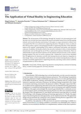 The Application of Virtual Reality in Engineering Education