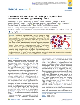 Photon Reabsorption in Mixed Cspbcl3:Cspbi3 Perovskite Nanocrystal Films for Light-Emitting Diodes Nathaniel J