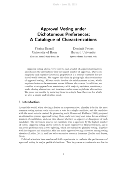 Approval Voting Under Dichotomous Preferences: a Catalogue of Characterizations