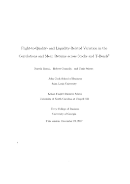 And Liquidity-Related Variation in the Correlations and Mean Returns Across Stocks and T-Bonds