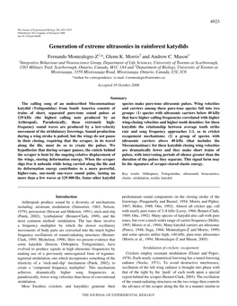 Generation of Extreme Ultrasonics in Rainforest Katydids Fernando Montealegre-Z1,*, Glenn K