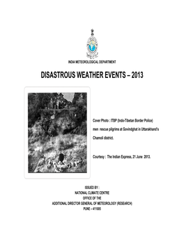 Disastro Ous W Weathe Er Eve Ents – – 2013