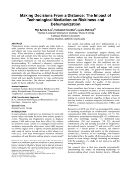 Making Decisions from a Distance: the Impact of Technological