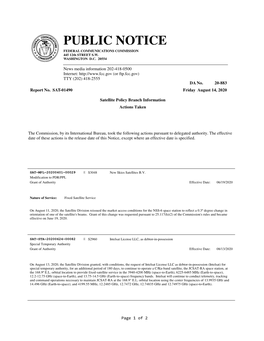 PUBLIC NOTICE FEDERAL COMMUNICATIONS COMMISSION 445 12Th STREET S.W