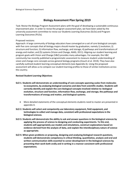 Biology Assessment Plan Spring 2019