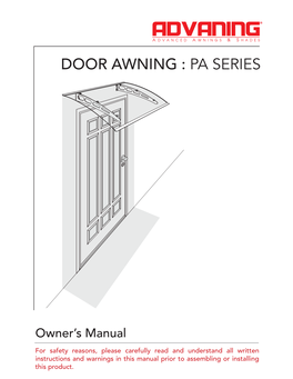 Door Awning : PA Series