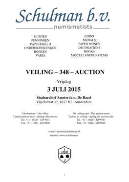 Veiling – 348 – Auction 3 Juli 2015
