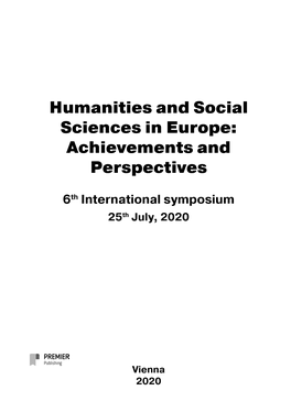 Humanities and Social Sciences in Europe: Achievements and Perspectives