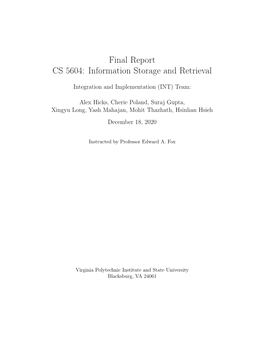 Final Report CS 5604: Information Storage and Retrieval