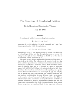 The Structure of Residuated Lattices