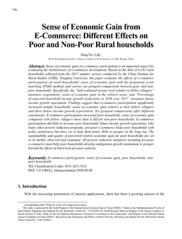 Sense of Economic Gain from E-Commerce: Different Effects on Poor and Non-Poor Rural Households