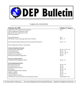 NJDEP-DEP Bulletin, 02/26/2003 Issue