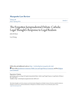 Catholic Legal Thought's Response to Legal Realism John M