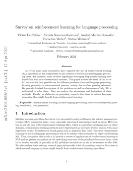 Survey on Reinforcement Learning for Language Processing