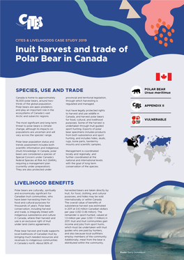 Inuit Harvest and Trade of Polar Bear in Canada