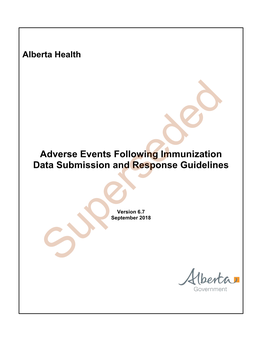 Adverse Events Following Immunization Data Submission and Response Guidelines Adverse Events Following Immunization
