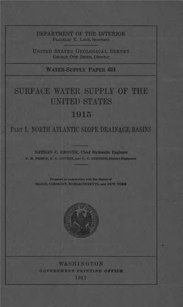 Surface Water Supply of the United States 1915 Part I