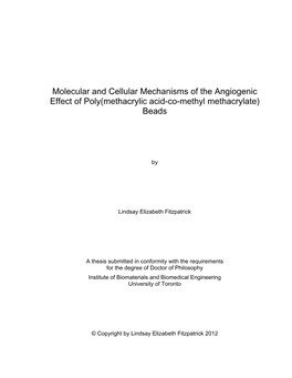 Molecular and Cellular Mechanisms of the Angiogenic Effect of Poly(Methacrylic Acid-Co-Methyl Methacrylate) Beads