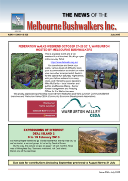 Melbourne Bushwalkers Inc. ABN 14 396 912 508 July 2017