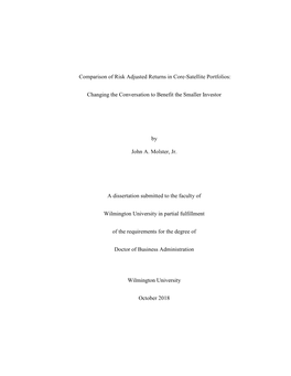 Comparison of Risk Adjusted Returns in Core-Satellite Portfolios: Changing the Conversation to Benefit the Smaller Investor by J