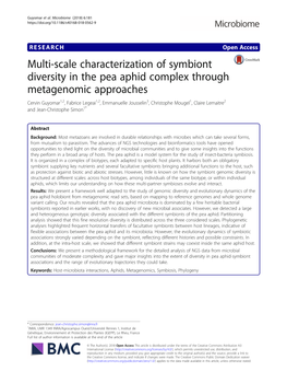 Multi-Scale Characterization of Symbiont Diversity in the Pea Aphid