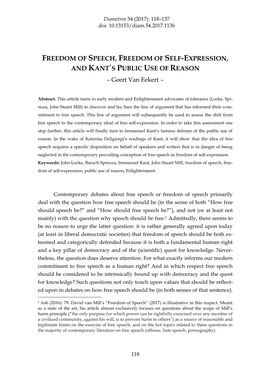 Freedom of Speech, Freedom of Self-Expression, and Kant's Public