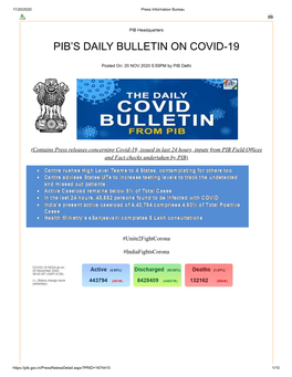 Pib's Daily Bulletin on Covid-19