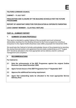 Cabinet Report Template