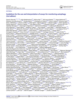 Guidelines for the Use and Interpretation of Assays for Monitoring Autophagy (3Rd Edition)