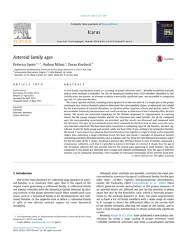 Asteroid Family Ages. 2015. Icarus 257, 275-289