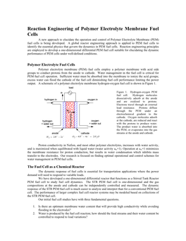 Reaction Engineering of Polymer Electrolyte Membrane Fuel Cells