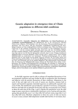 Clunio Populations to Different Tidal Conditions
