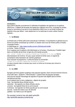 Installer Des Logiciels Sous Gnu/Linux