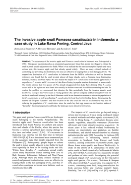The Invasive Apple Snail Pomacea Canaliculata in Indonesia: a Case Study in Lake Rawa Pening, Central Java