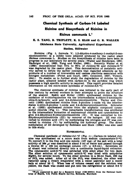 Chemical Synthesis of Carbon-14 Labeled Ricinine and Biosynthesis