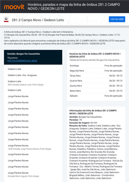 Horários, Paradas E Mapa Da Linha De Ônibus 281.2 CAMPO NOVO / GEDEON LEITE