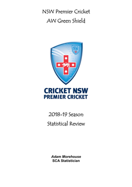 NSW Premier Cricket AW Green Shield 2018-19 Season Statistical