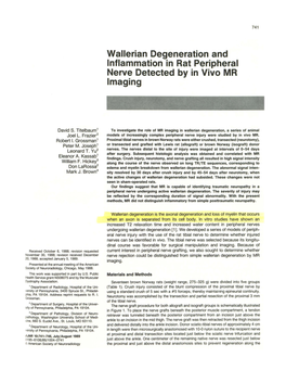 Wallerian Degeneration and Inflammation in Rat Peripheral Nerve Detected by in Vivo MR Imaging