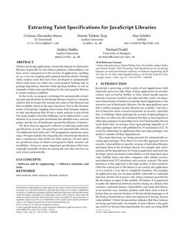 Extracting Taint Specifications for Javascript Libraries