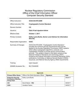 Cryptographic Control Standard, Version