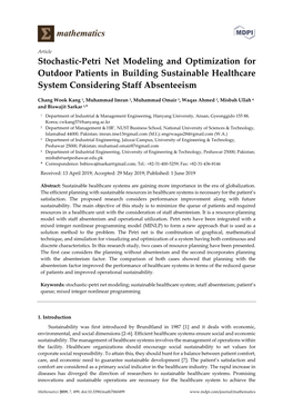 Stochastic-Petri Net Modeling and Optimization for Outdoor Patients in Building Sustainable Healthcare System Considering Staff Absenteeism