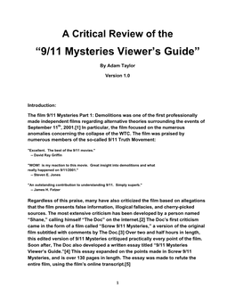 A Critical Review of the 9/11 Mysteries Viewer's Guide