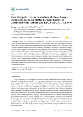 Core Competitiveness Evaluation of Clean Energy Incubators Based on Matter-Element Extension Combined with TOPSIS and KPCA-NSGA-II-LSSVM
