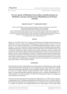 Nuytsia the Journal of the Western Australian Herbarium 26: 149–166 Published Online 3 November 2015