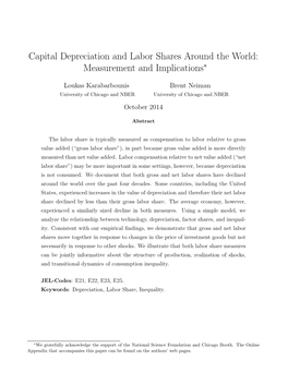 Capital Depreciation and Labor Shares Around the World: Measurement and Implications∗