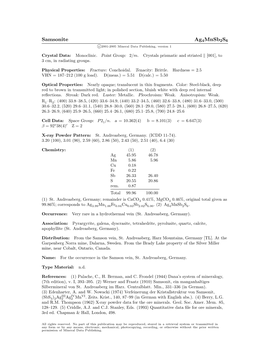 Samsonite Ag4mnsb2s6 C 2001-2005 Mineral Data Publishing, Version 1