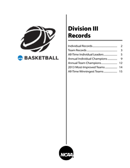 Division III Men's Basketball Records